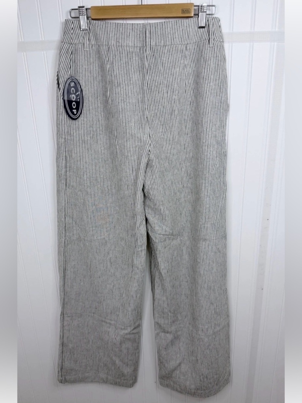 Scoop Linen Blend Wide Leg Pants Size 2 Pinstripe Lightweight Coastal Summer NWT - Picture 4 of 10